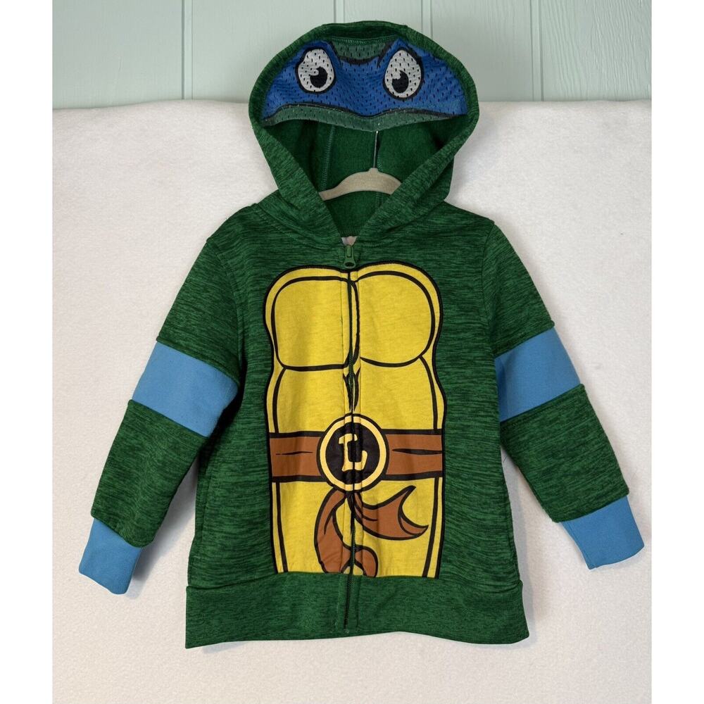 Sz S 3T Toddler Ninja Turtle Hoodie Eye Openings Long Sleeve Leonardo Halloween